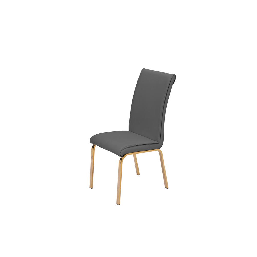 Dark Gray Faux Leather Dining Chairs, Set of 2