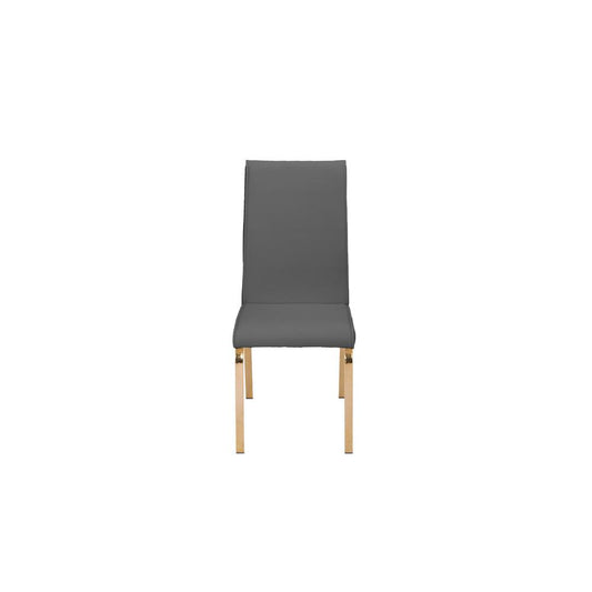 Dark Gray Faux Leather Dining Chairs, Set of 2