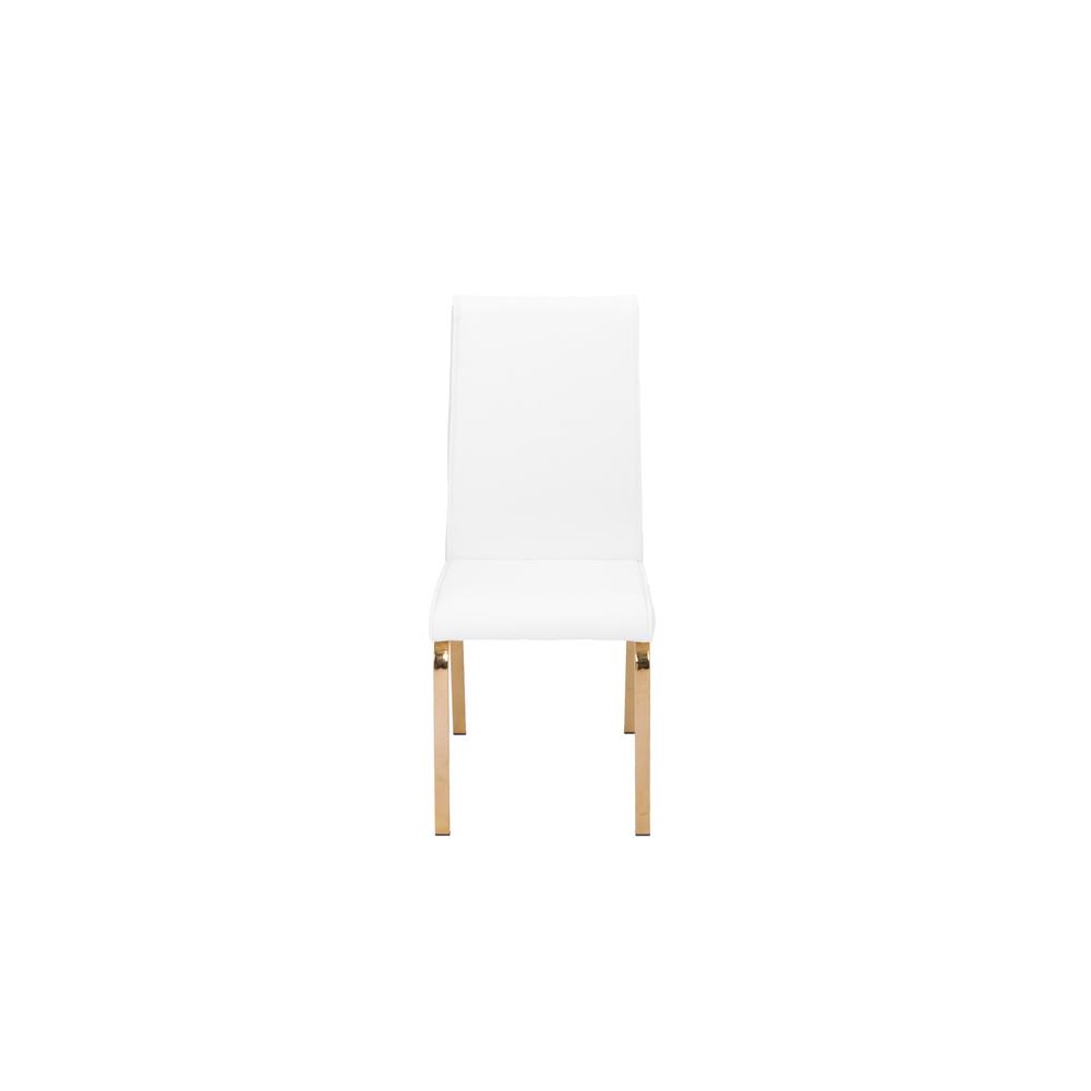 Faux Leather Dining Side Chairs, Chrome Gold Legs (Set of 2) - White