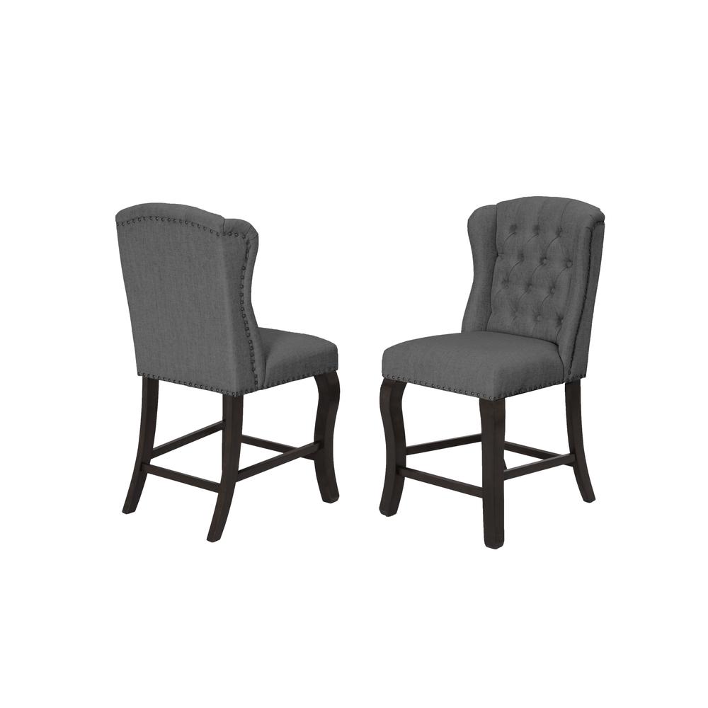 Counter Height Upholstered Side Chairs with Tufted Buttons and Nailhead Trim