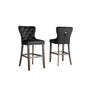 29" Tufted Velvet Upholstered Bar stool in Black, Set of 2