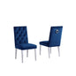 Navy Bue Velvet Tufted Dining Side Chairs, Chrome Legs - Set of 2