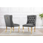 Tufted Velvet Upholstered Side Chairs, 4 Colors to Choose (Set of 2) - Dark grey 567