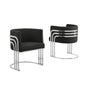 Best Quality Furniture Black Teddy Fur Barrel Chair, Set Of Two