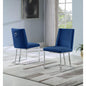 Velvet Upholstered Side Chair, Silver Color Legs, 4 Colors to Choose (Set of 2) - Navy