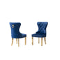 Velvet Tufted Side Chair Set of 2, Stainless Steel Gold Legs, Navy