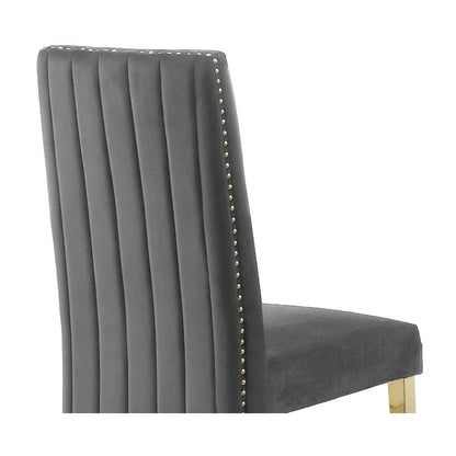 Tufted Velvet Upholstered Side Chair, 4 Colors to Choose (Set of 2) - Dark grey