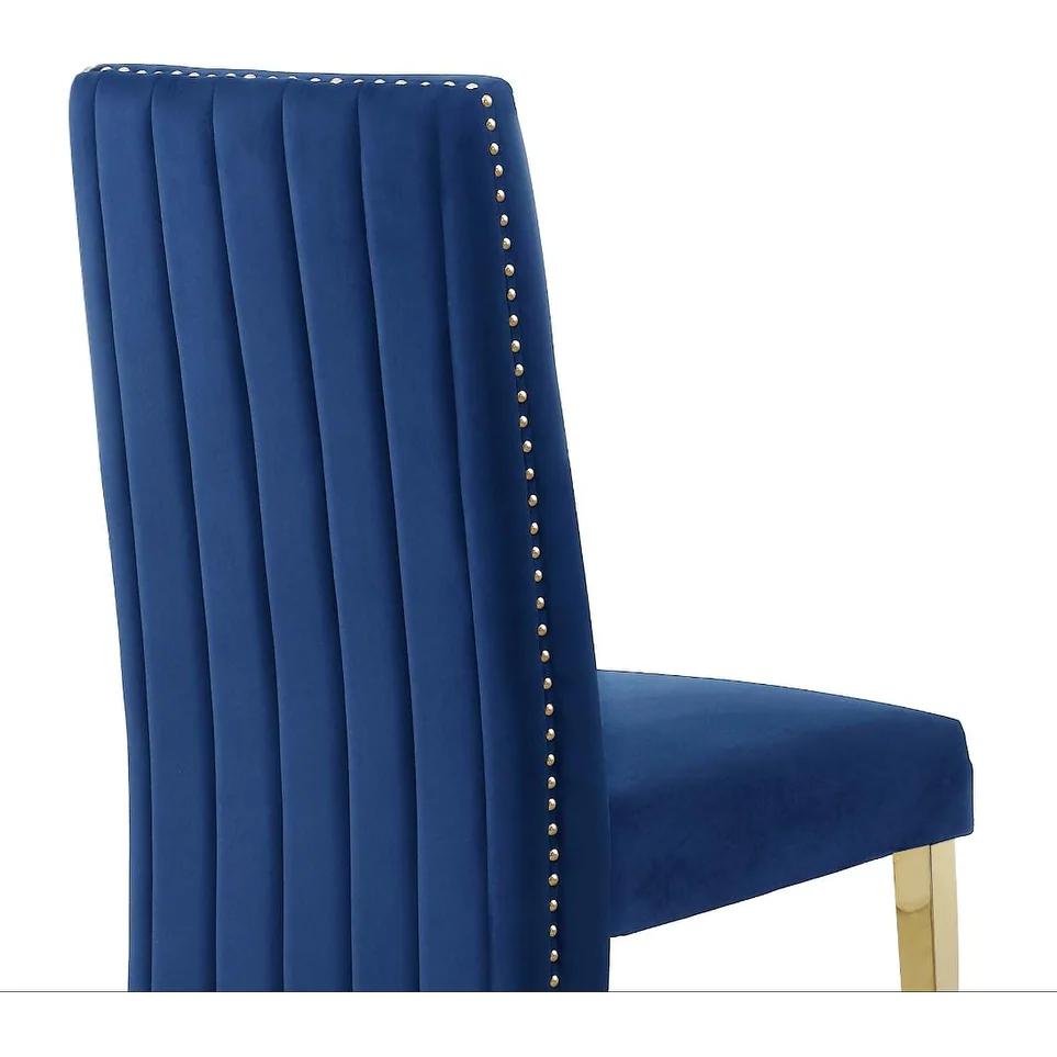 Tufted Velvet Upholstered Side Chair, 4 Colors to Choose (Set of 2) - Navy