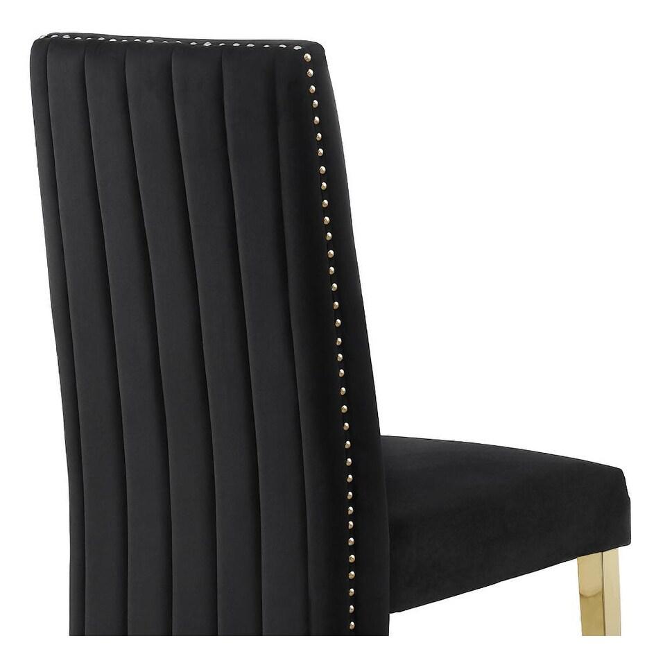 Tufted Velvet Upholstered Side Chair, 4 Colors to Choose (Set of 2) - Black