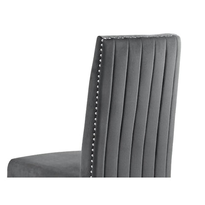Tufted Velvet Upholstered Dining Chair, 4 Colors to Choose (Set of 2) - Dark grey