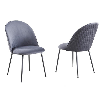 Dark Grey velvet upholstered side chairs (SET OF 2)