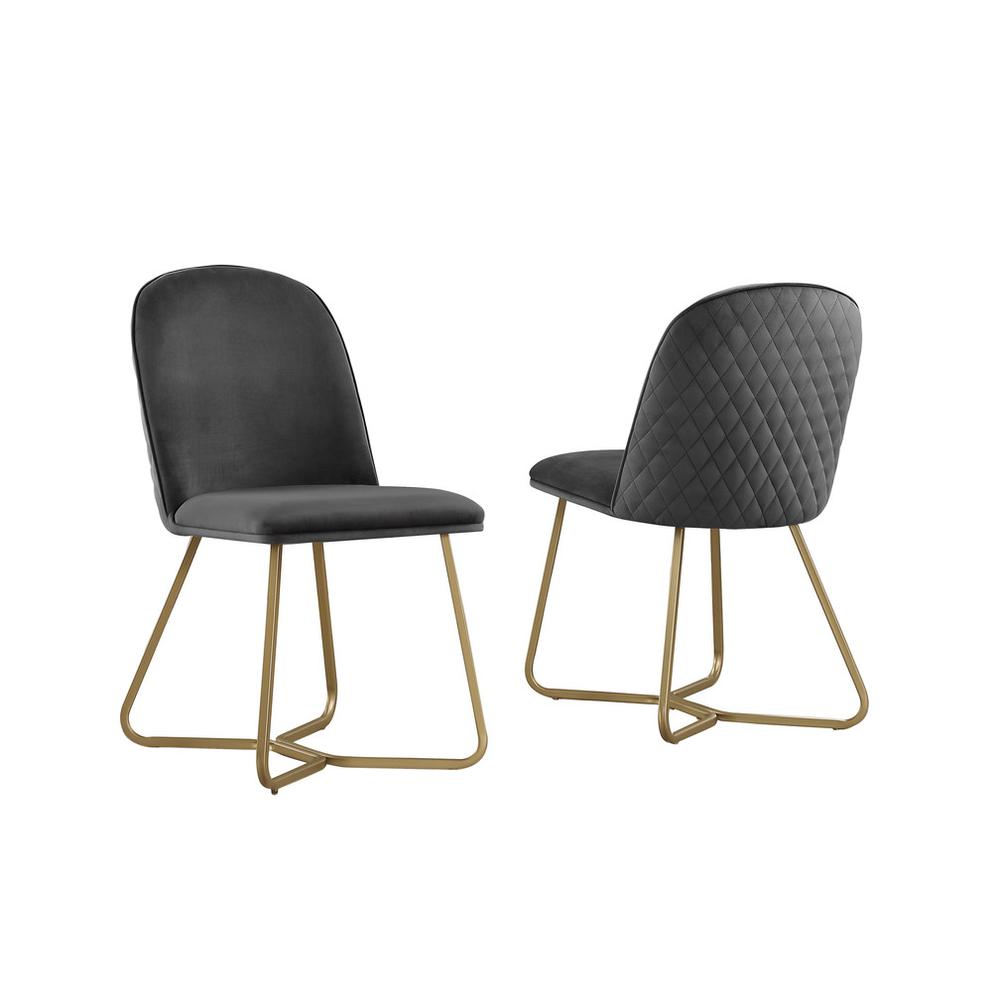 Dark Grey velvet side chairs (SET OF 2)
