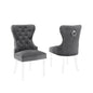 Velvet Tufted Side Chair Set of 2, Acrylic Legs, Dark grey