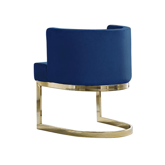 Navy Blue Velvet Side Chair with Gold, Chrome Base - Single