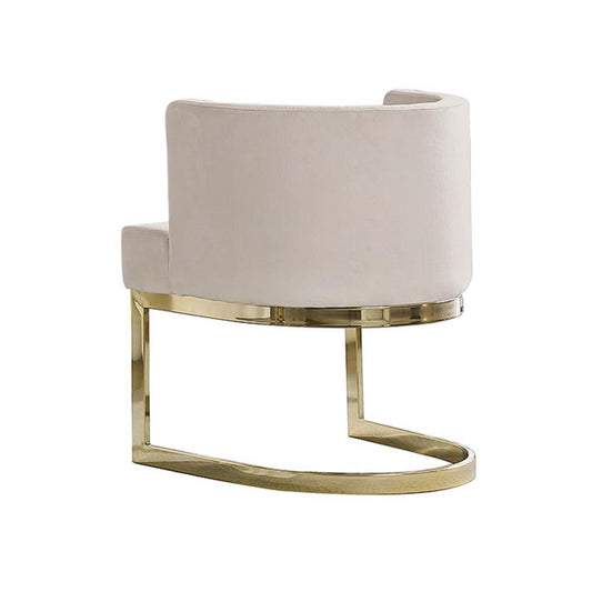Beige Velvet Side Chair with Gold, Chrome Base - Single
