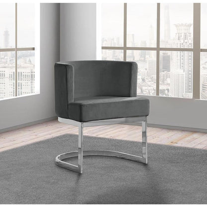 Dark Grey Velvet Side Chair with Silver, Chrome Base - Single