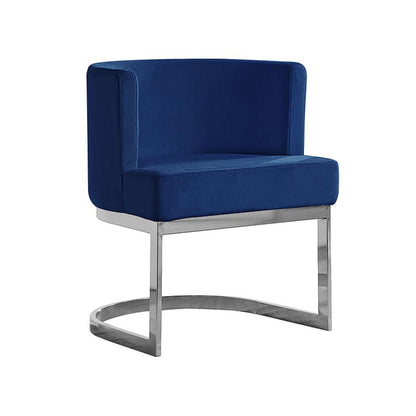 Navy Blue Velvet Side Chair with Silver, Chrome Base - Single