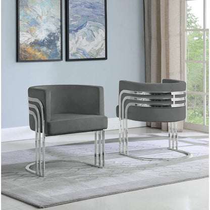 Velvet Barrel Chair, Silver Base