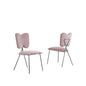 Set of 4, Pink Velvet Guest Side Chair with Wingback, Chrome