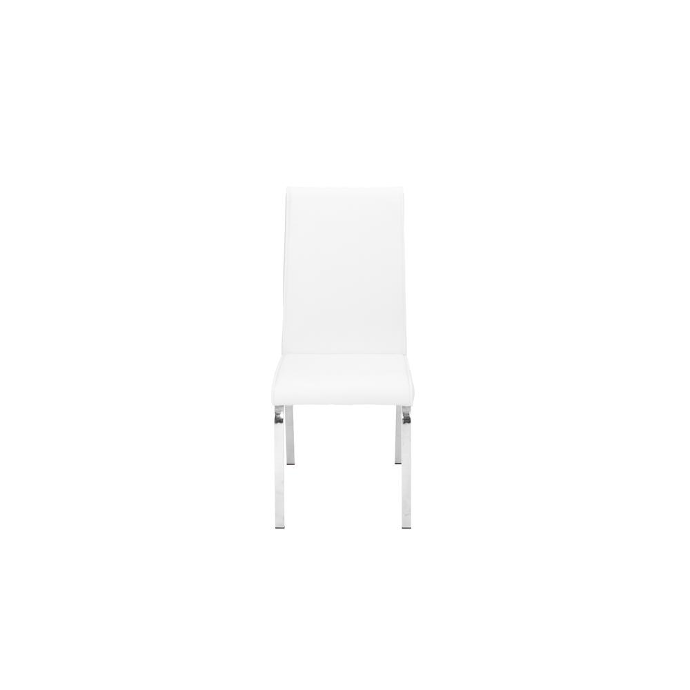 Faux Leather Dining Side Chairs, Chrome Legs (Set of 2) - White