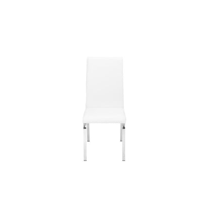 Faux Leather Dining Side Chairs, Chrome Legs (Set of 2) - White