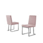 Pink Velvet Upholstered Dining Side Chairs, Chrome Base, Set of 2
