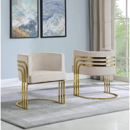 Velvet Barrel Chair, Gold Base