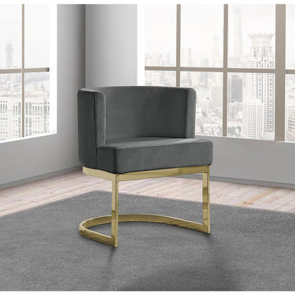 Dark Grey Velvet Side Chair with Gold, Chrome Base - Single