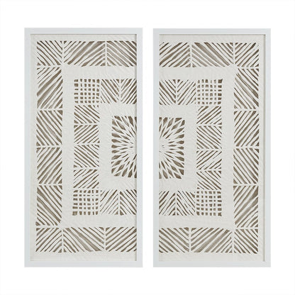 Framed Geometric Rice Paper Panel 2-piece Shadowbox Wall Decor Set