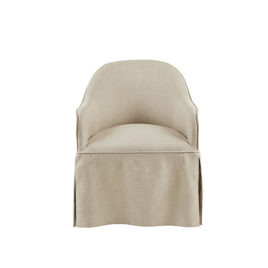 Salma Skirted Dining Arm Chair with Casters in Natural Color