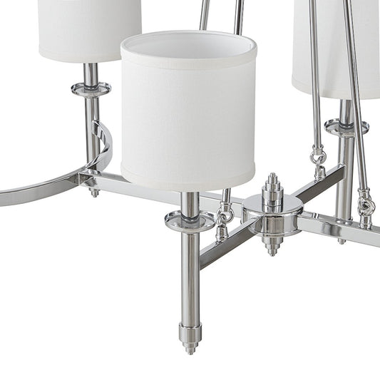 Elegenza 6-light Chandelier with Fabric Drum Shades in Chrome Color