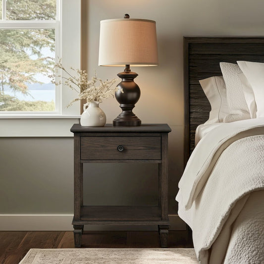 Victoria Bedside Table, Antique Brown color
