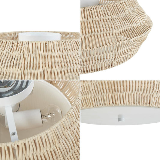 Mililani Boho Bamboo Flush Mount Ceiling Light, Natural color
