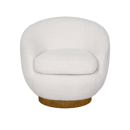 Jessel Shearling Sherpa Swivel Chair with Wood Base in Cream Color