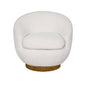 Jessel Shearling Sherpa Swivel Chair with Wood Base in Cream Color