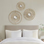 Round Natural Fiber and Mirror 3-piece Wall Decor Set