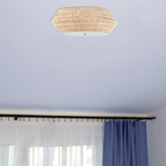 Mililani Boho Bamboo Flush Mount Ceiling Light, Natural color