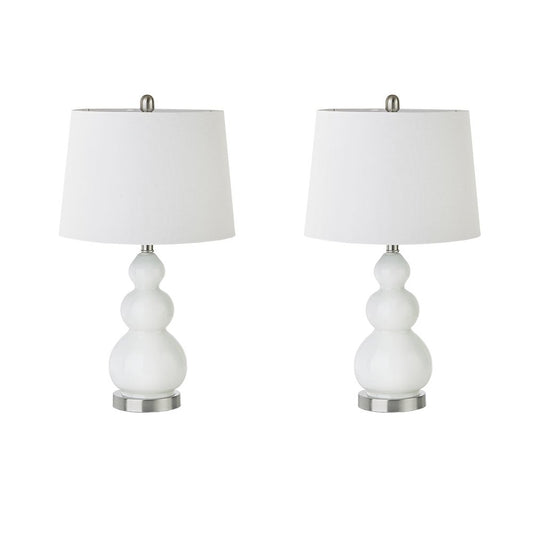 Covey Curved Glass Table Lamp, Set of 2, White color