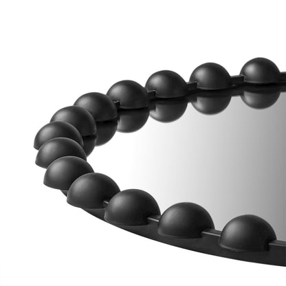 27" Medium Decorative Round Wall Mirror with Beaded Metal Frame