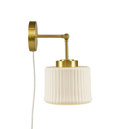 Luminex White Ceramic Wall Sconce with Adjustable Swing Arm in Gold/White Color