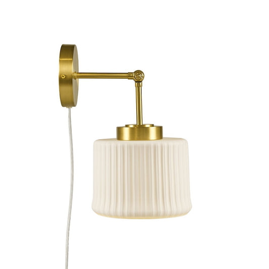 Luminex White Ceramic Wall Sconce with Adjustable Swing Arm in Gold/White Color