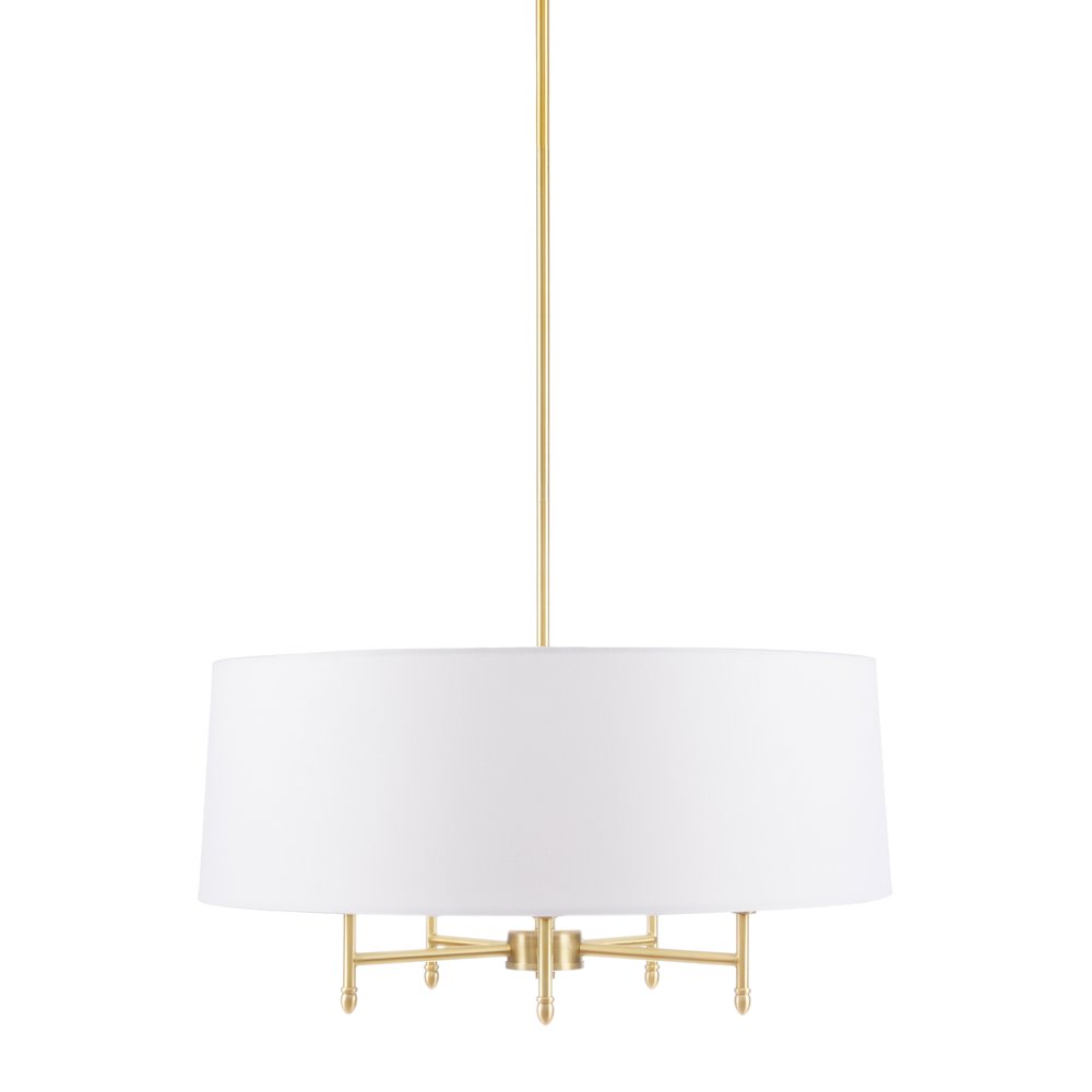 5-Light White Drum Shade Chandelier