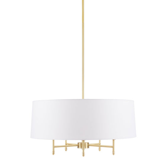 5-Light White Drum Shade Chandelier