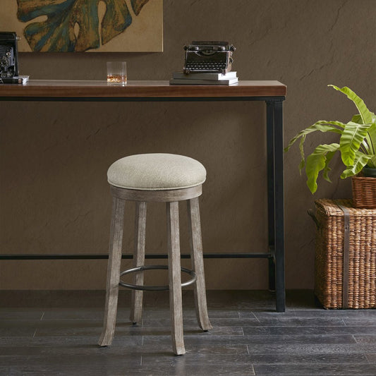 OAKTOWN Backless Bar Stool with Swivel Seat, Light Grey color