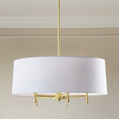 5-Light White Drum Shade Chandelier