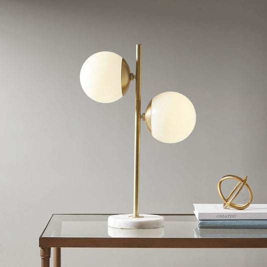 Holloway Marble Base Table Lamp, White/Gold color