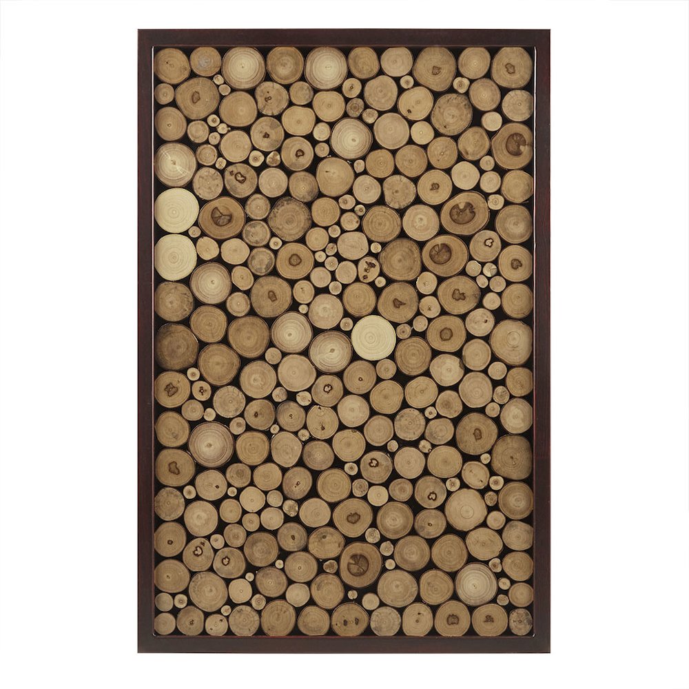 Topi Natural Wood Slice Mosaic Wall Decor, Natural color