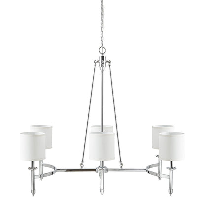 Elegenza 6-light Chandelier with Fabric Drum Shades in Chrome Color
