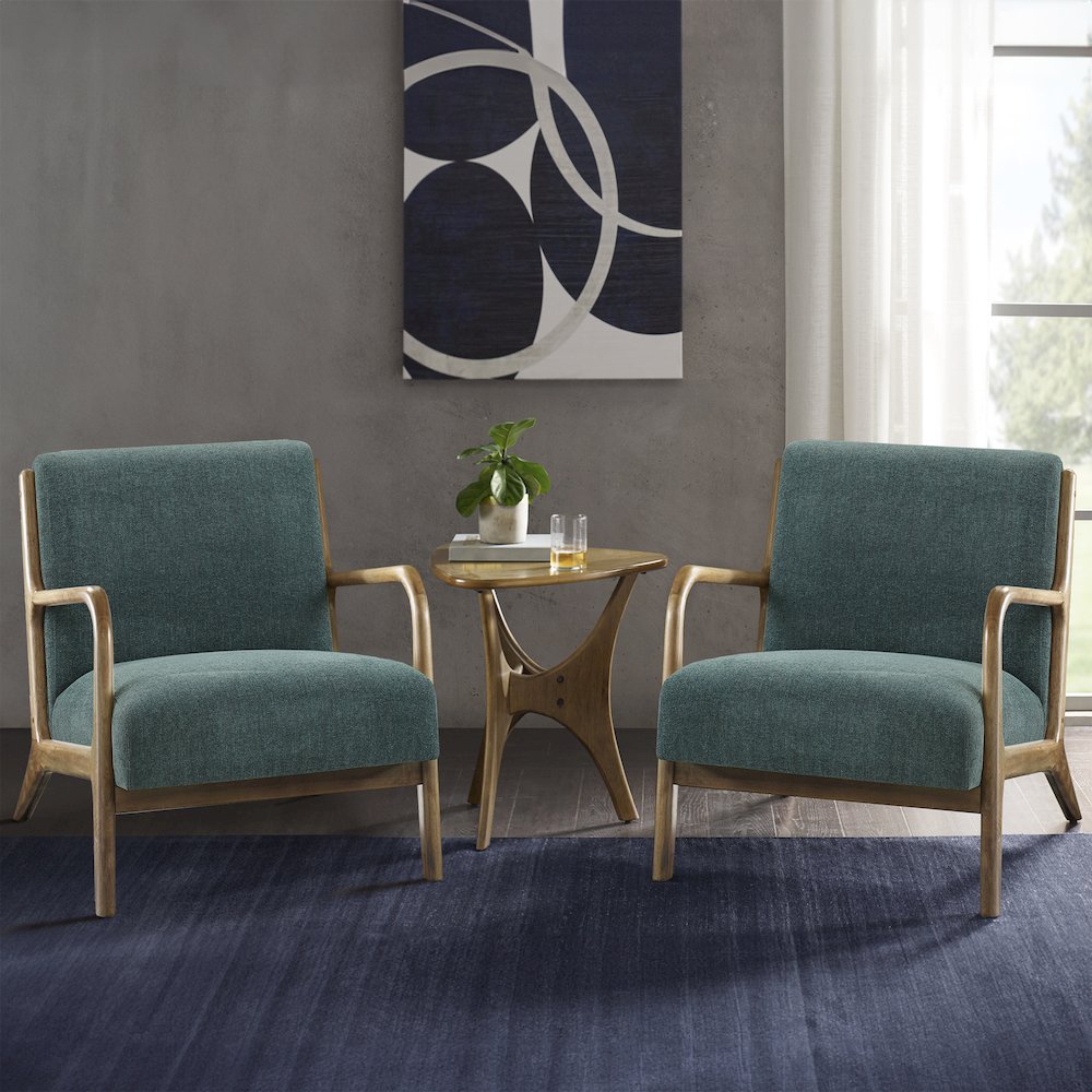 Novak Lounge Chair Set of 2 in Teal Color