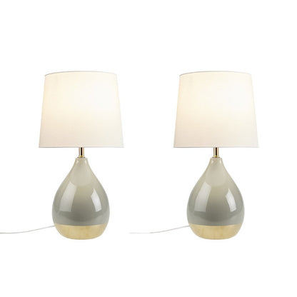 Liora 2-Tone Ceramic Table Lamp Set of 2, Sage Green/Gold color